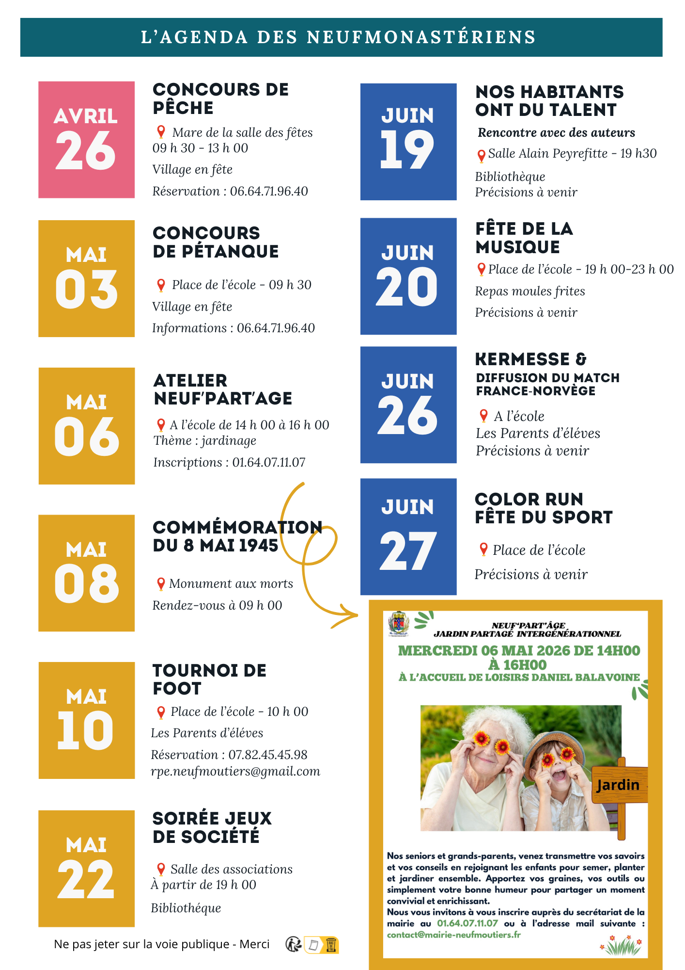 Agenda avril-juin 2026
