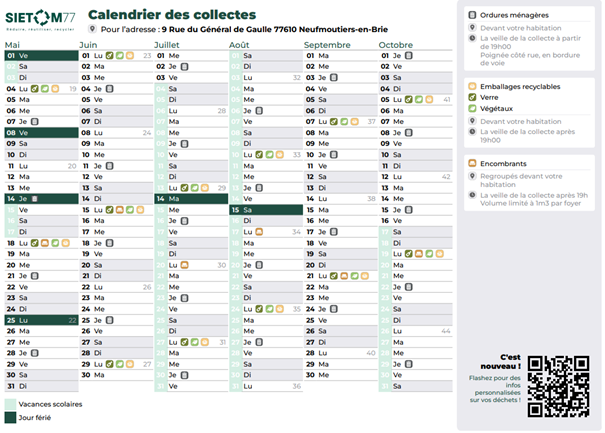 Calendrier des collectes