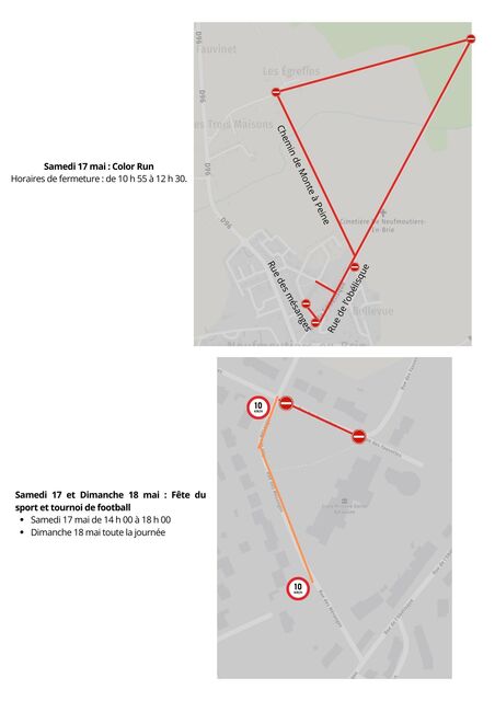 Flash info - Fermetures de rues et restrictions de circulation du 17 et 18 mai 2025 - Plans détaillés