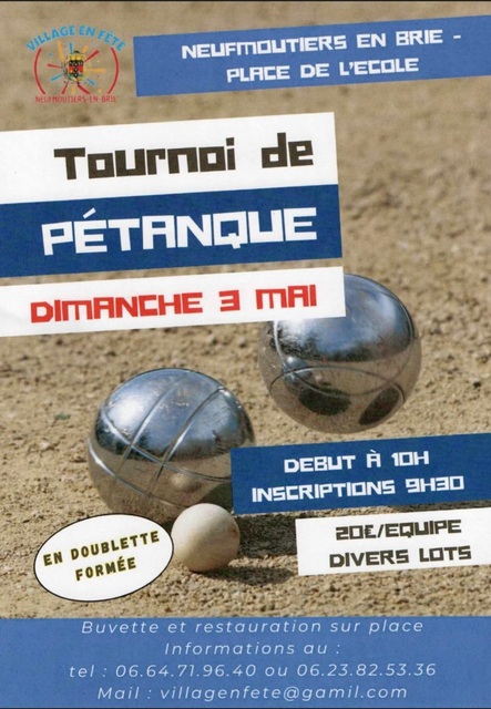 Tournoi de pétanque dimanche 3 mai