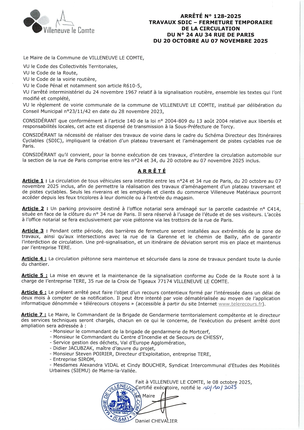 Travaux Villeneuve-le-Comte